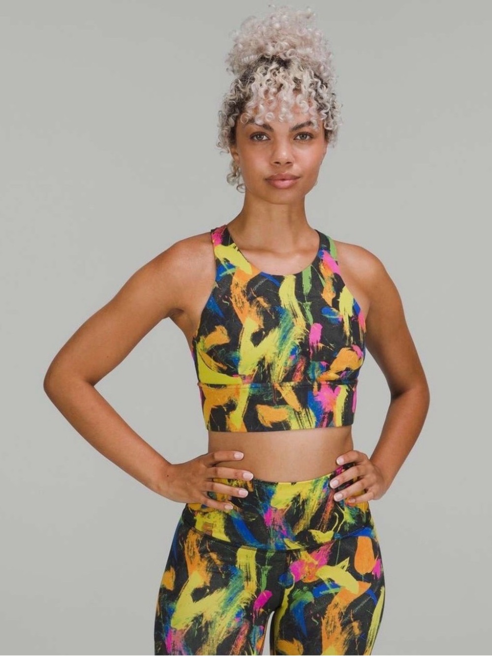 Lululemon Wunder Train Longline Sports Bra Multicolor High w/ Padding Size 6